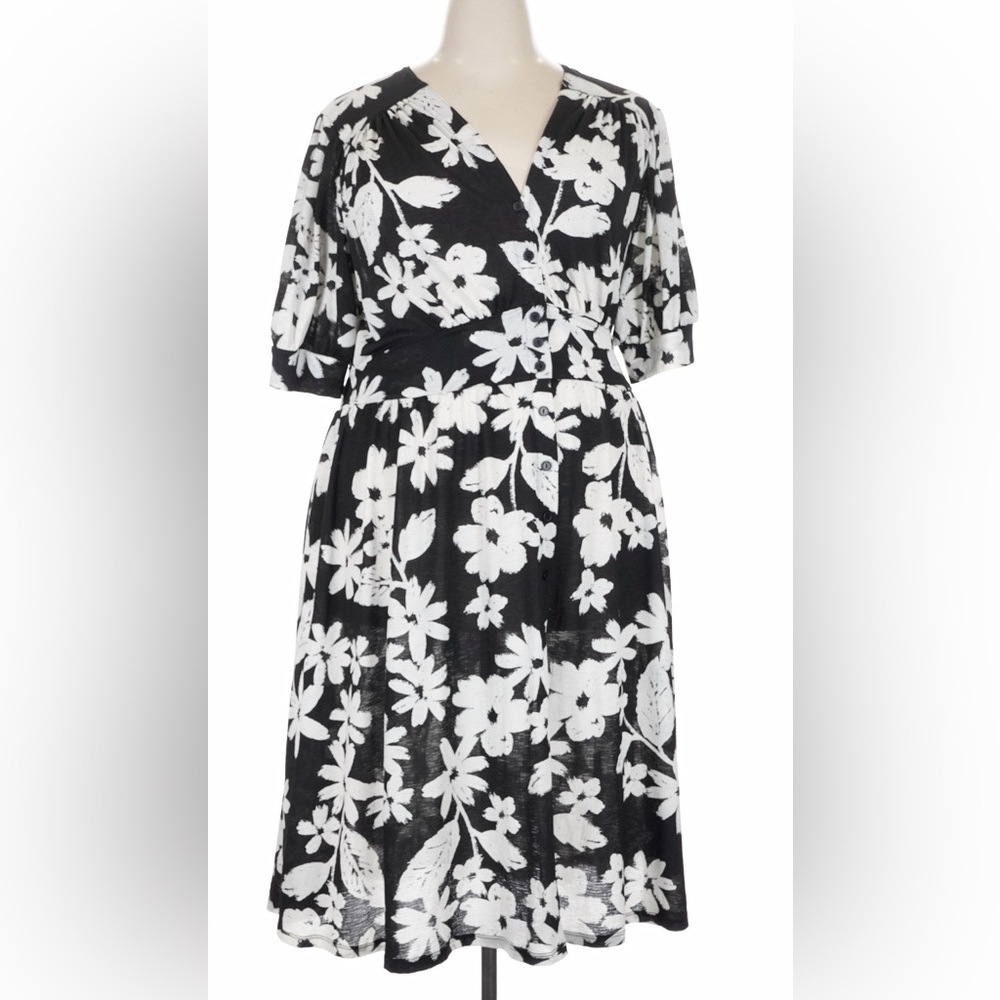 LuLaRoe Black and White Floral Midi Dress